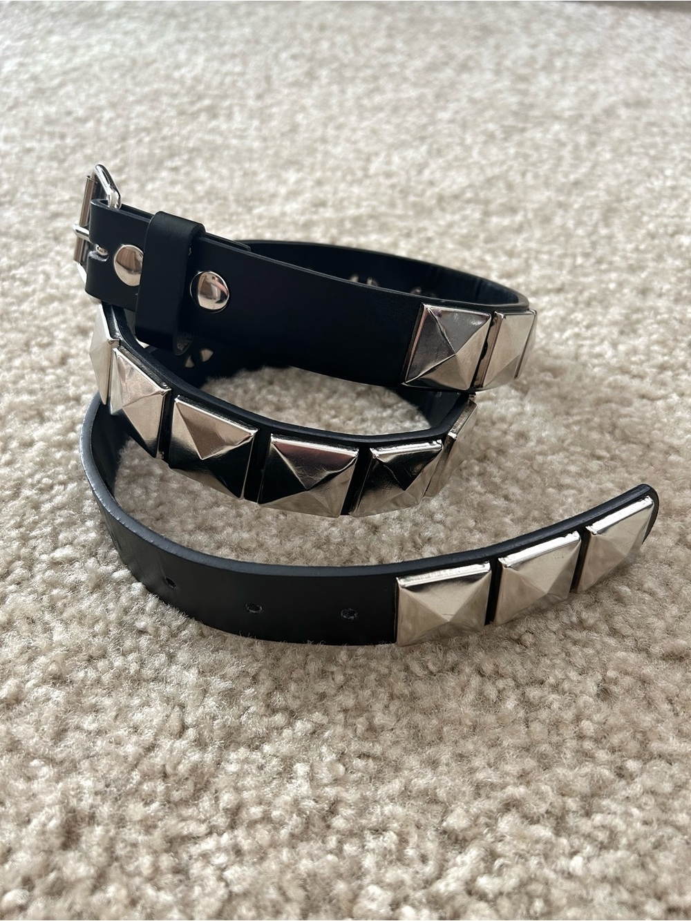 Pyramid Stud Vegan Leather Belt Black